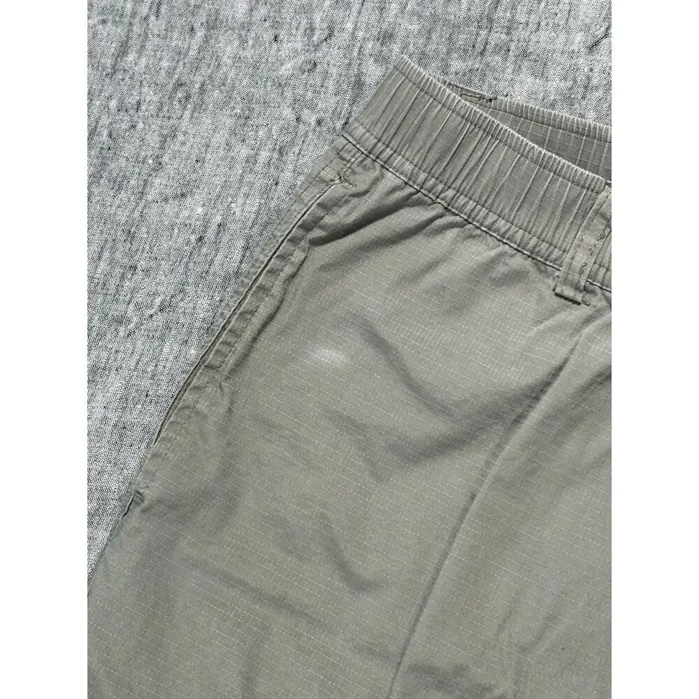 Wrmfzy Pants Mens Large Grey Ripstop Tactical Cargo Elastic Waist Stretch